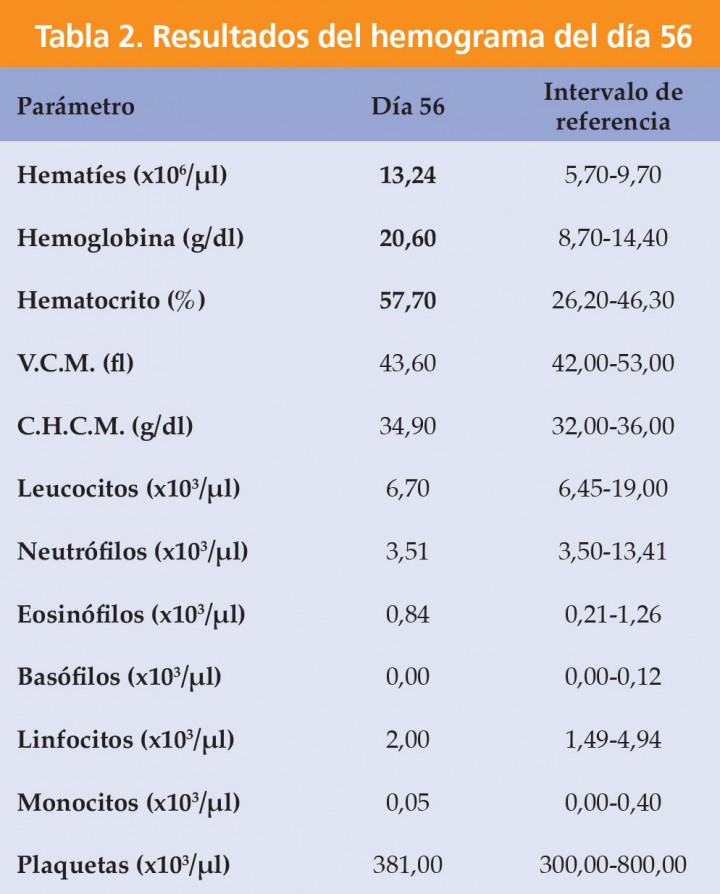 <p>V.C.M.: Volumen Corpuscular Medio; C.H.C.M: Concentración de hemoglobina corpuscular media. Los valores alterados se representan en negrita.</p>